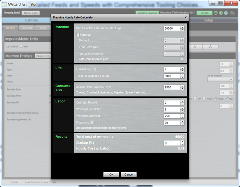 cnc machine hourly rate calculator