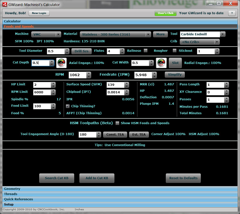 Accessing G-Wizard's Cut KB