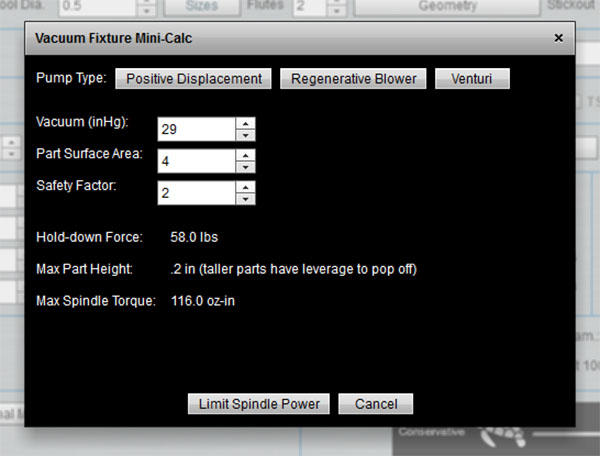 Vacuum Table Pop-Off Calculator